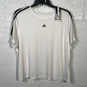 Adidas Plus Size Aeroready Train Essentials 3-Stripes T-Shirt white black  3X